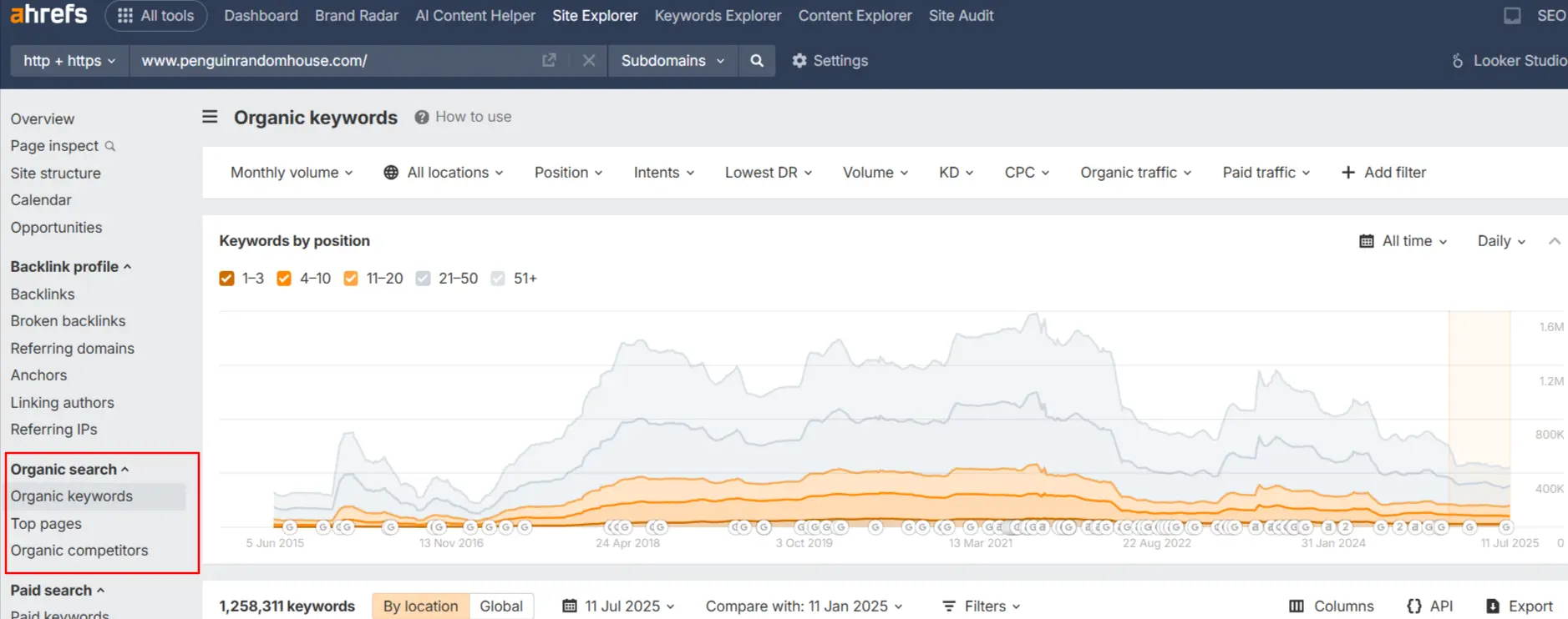 Ahrefs Site Explorer Domain