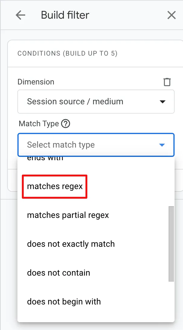 GA4 Matches Regex