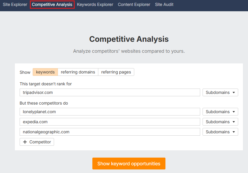 Ahrefs Competitive Analysis