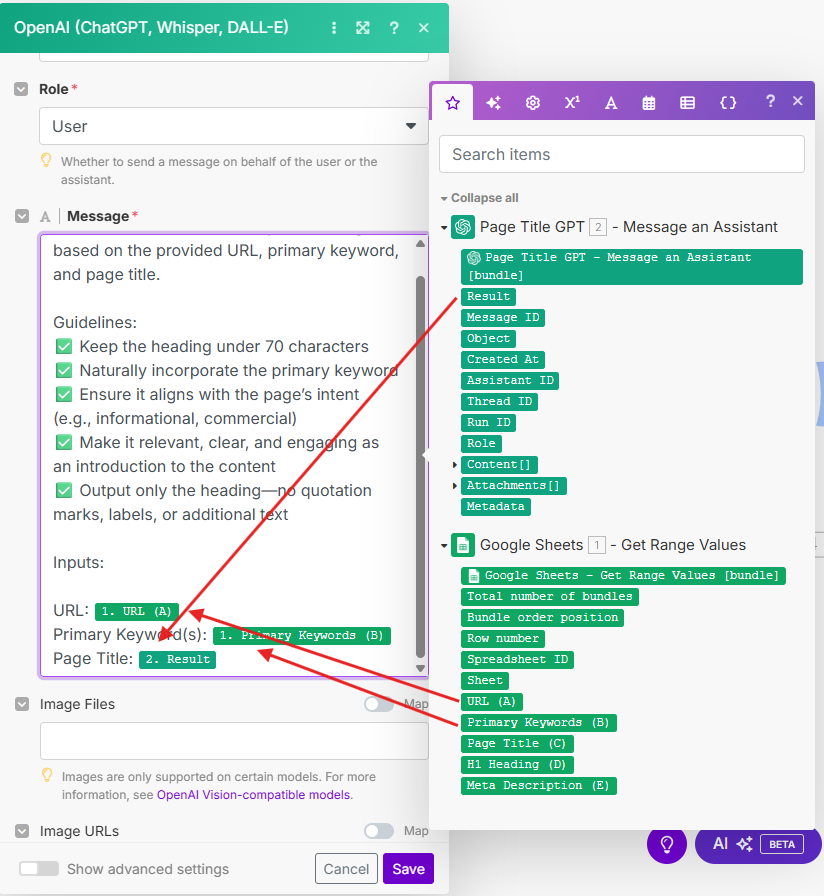 Make.com OpenAI H1 Heading Prompt
