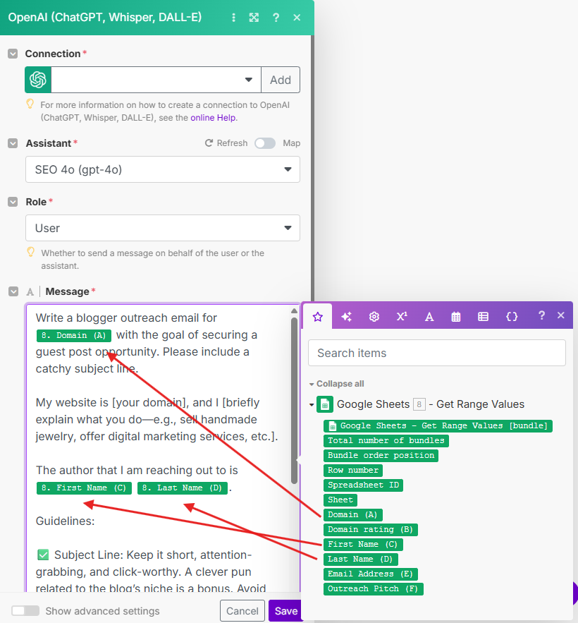 Make.com OpenAI Outreach Prompt
