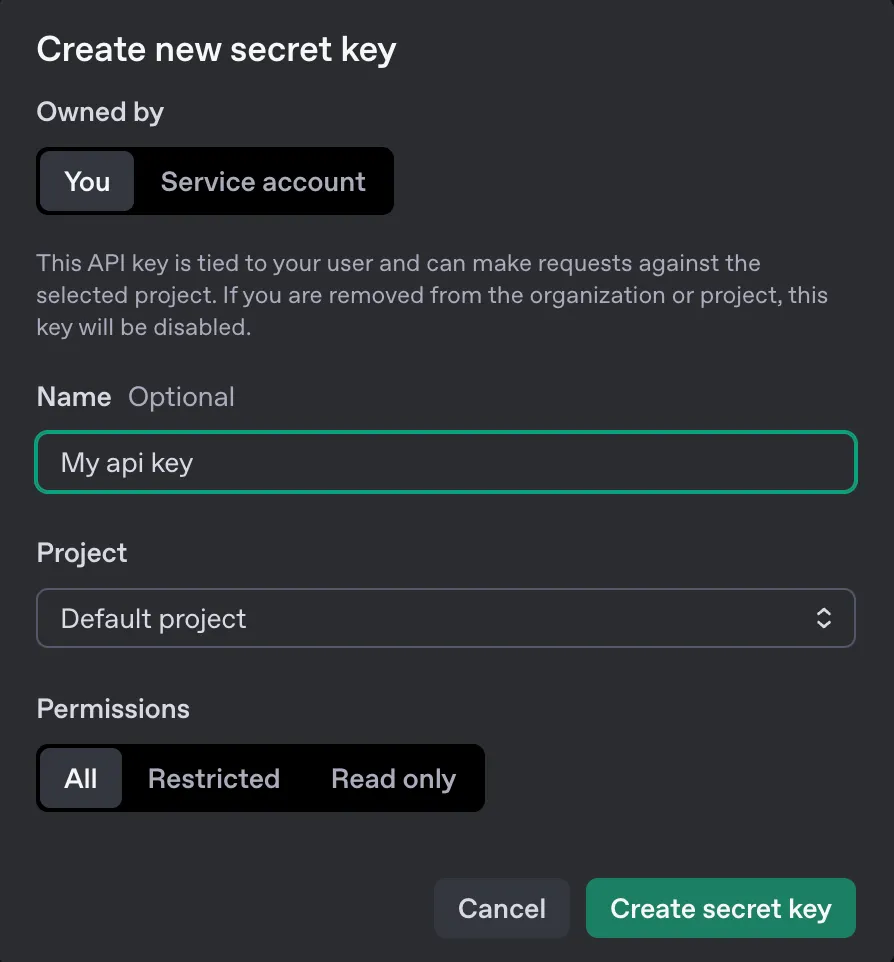 OpenAI Create API Key