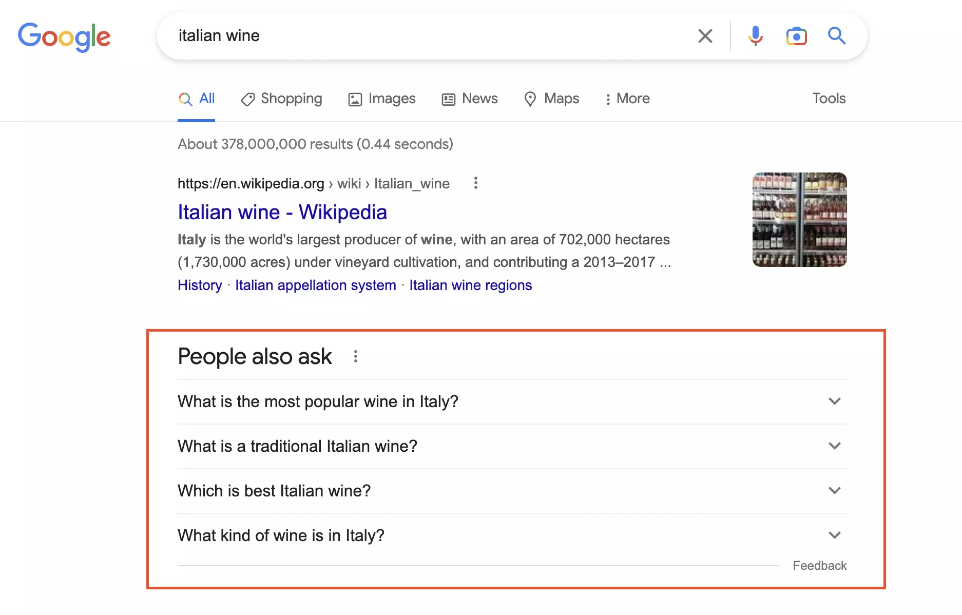 google search italian wine