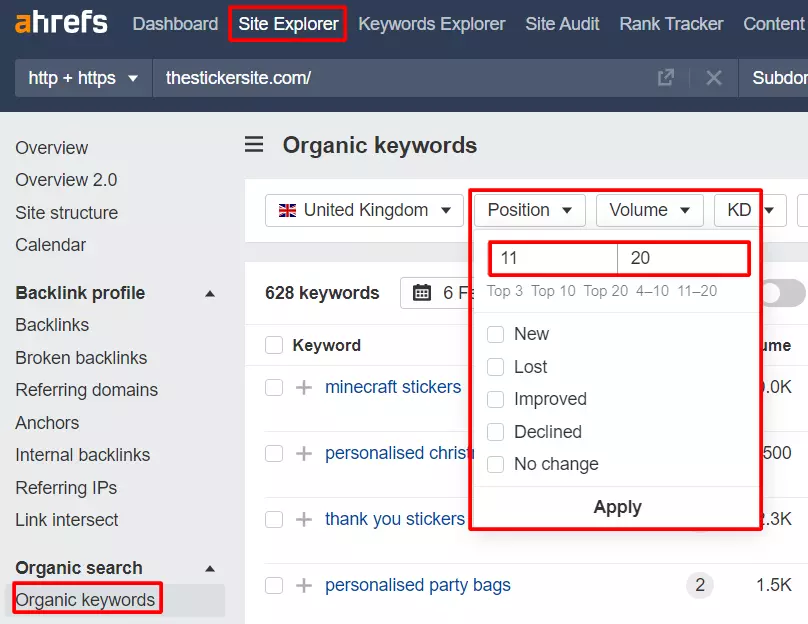 low hanging keywords