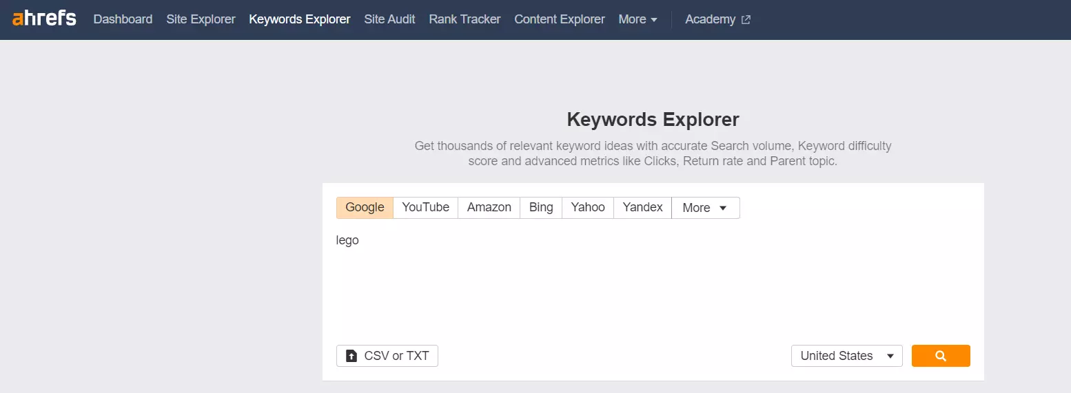 ahrefs keyword explorer